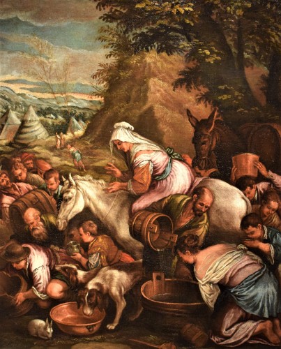 Moïse fait jaillir de l'eau du rocher - atelier de Francesco Bassano II - Renaissance